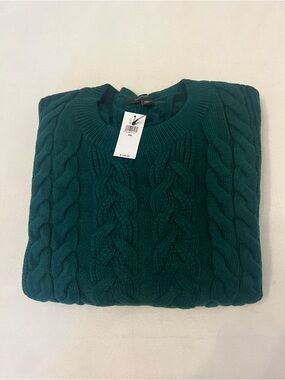 Banana Republic Dark Teal Cable Knit Crewneck Sweater